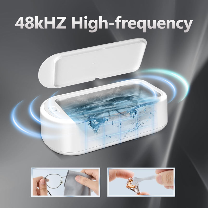 Ultrasonic Jewelry Ring Cleaner, 48kHZ Ultrasonic Retainer Ring Cleaner with 2 Modes Digital Timer, Portable Jewelry Cleaner Ultrasonic Machine for Ring, Glasses,Watch Strap, Dentures, 22oz (640ml)