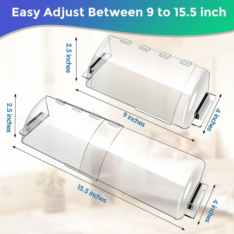 2 Pack Adjustable Air Vent Deflector - 9”to 15.5” Magnetic Floor Vent Covers for AC, Wall, Ceiling Registers with Strong and Large Magnets CLEAR-2 Pack