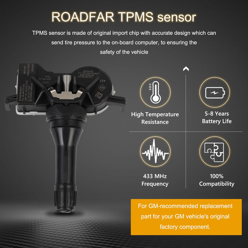ROADFAR TPMS Sensor, 433MHz Tire Pressure Sensor Fits 2019-2021 for Infiniti QX50 2019-2021 for Nissan Altima 2018-2021 for Nissan Leaf 2017-2021 for Nissan Qashqai Replaces 407004CB0B 407004CB0A