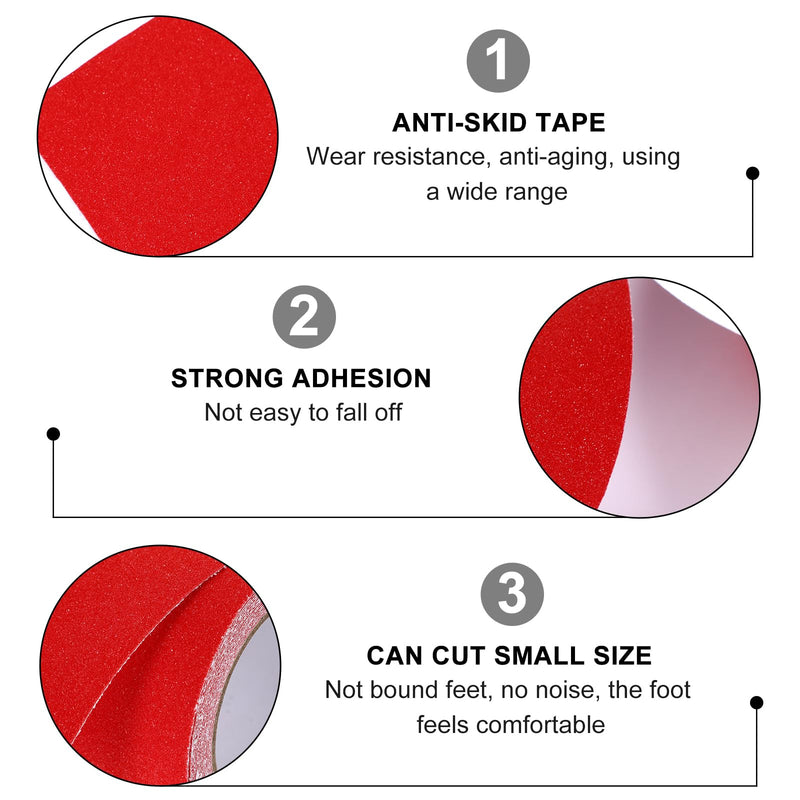 TEHAUX Anti Slip Tape for Stairs, 3.93 Inch x 16 FT Stair Treads Non Skid Tape Red, Abrasive Tape for Stairs Steps, Indoor Outdoor Step Warning Tape for Tub Pools Floor Bathrooms Stairs