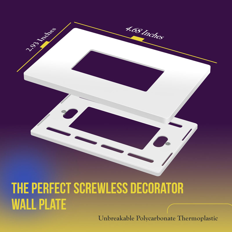 ENERLITES Screwless Decorator Wall Plate Child Safe Outlet Cover, Size 1-Gang 4.68" H x 2.93" L, Polycarbonate Thermoplastic, SI8831-W-10PCS, White (10 Pack) Standard Size 1 Gang