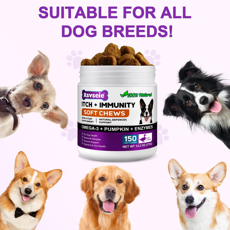 Dog Allergy Relief Chews, Dog Allergy Relief Treats for Itching Skin, Anti-Itch for Dogs, Immune Supplement, Seasonal Allergies, All Breeds and Sizes - 120 Grain