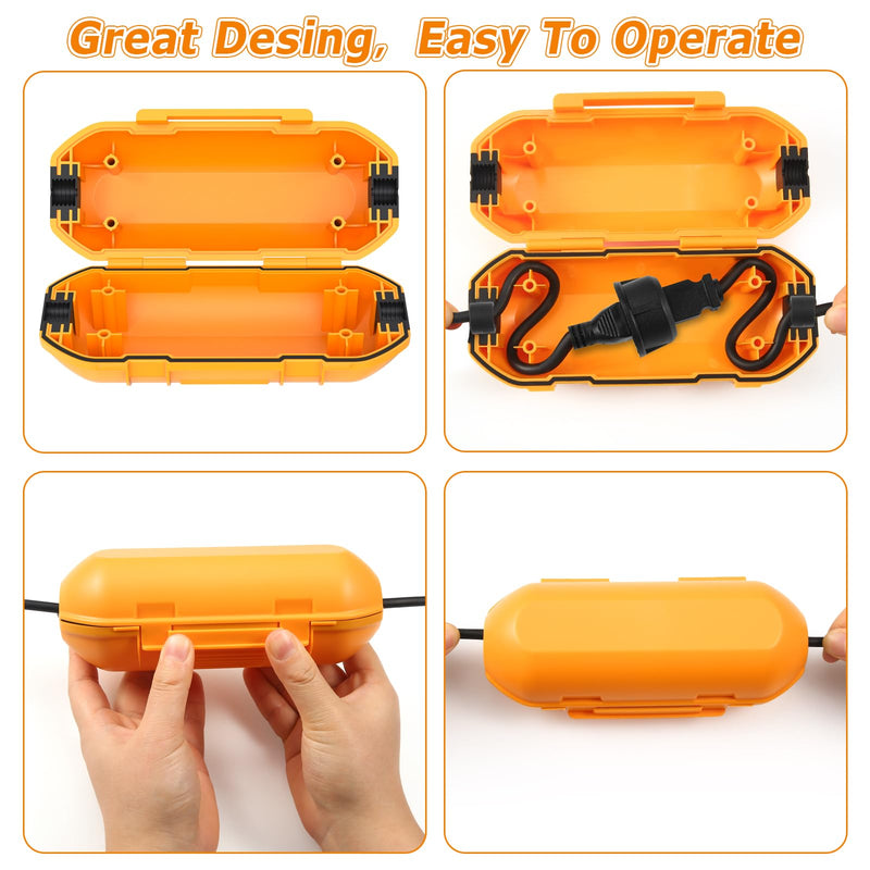 2 Pack Extension Cord Cover Waterproof,Ip54,Stuck Extension Cord Design,Ideas to Protect Holiday Lights and Electrical Tool Cord Connection,Orange Orange