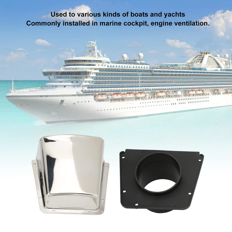 Cowl Vent, Akozon Boat Cowl Vent 304 Stainless Steel Marine Intake Cowl Ventilator Cover with Nylon Base for Boats Yachts Accessory