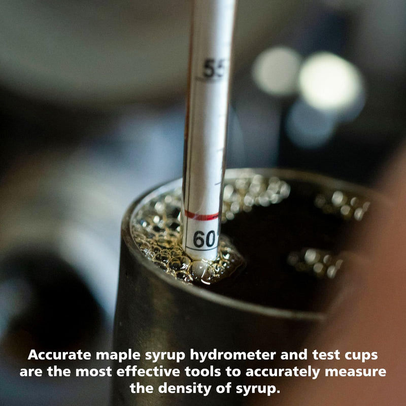 Maple Syrup Hydrometer Test Cup Kit - Maple Syrup Density Kit, Baume and Brix Scale, Stainless Steel Maple Syrup Kit with Cleaning Brush - Calibrated to Create Pure Maple Syrup