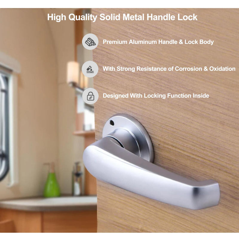Metal L-Type RV Toilet Door Lock, Keyless, Level Handle, Silver
