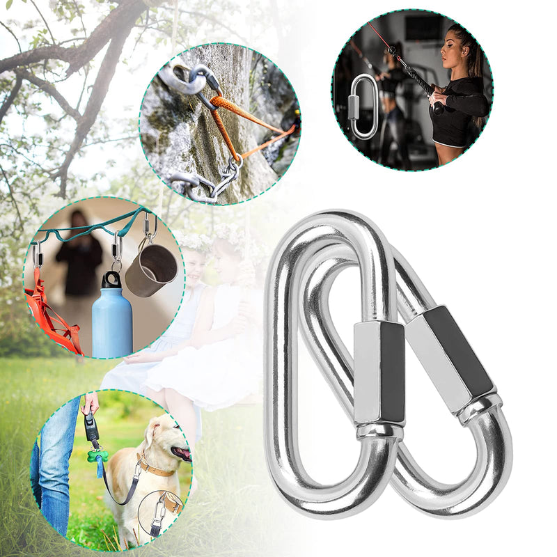 Quick Links,Chain Links Connector, 620lbs Capacity Heavy Duty Carabiner Clips, Galvanized Thread Quick Link Hardware for Safety Chain Swing Gym Hammock, Screw Lock Oval Locking Carabiner M10-15PCS