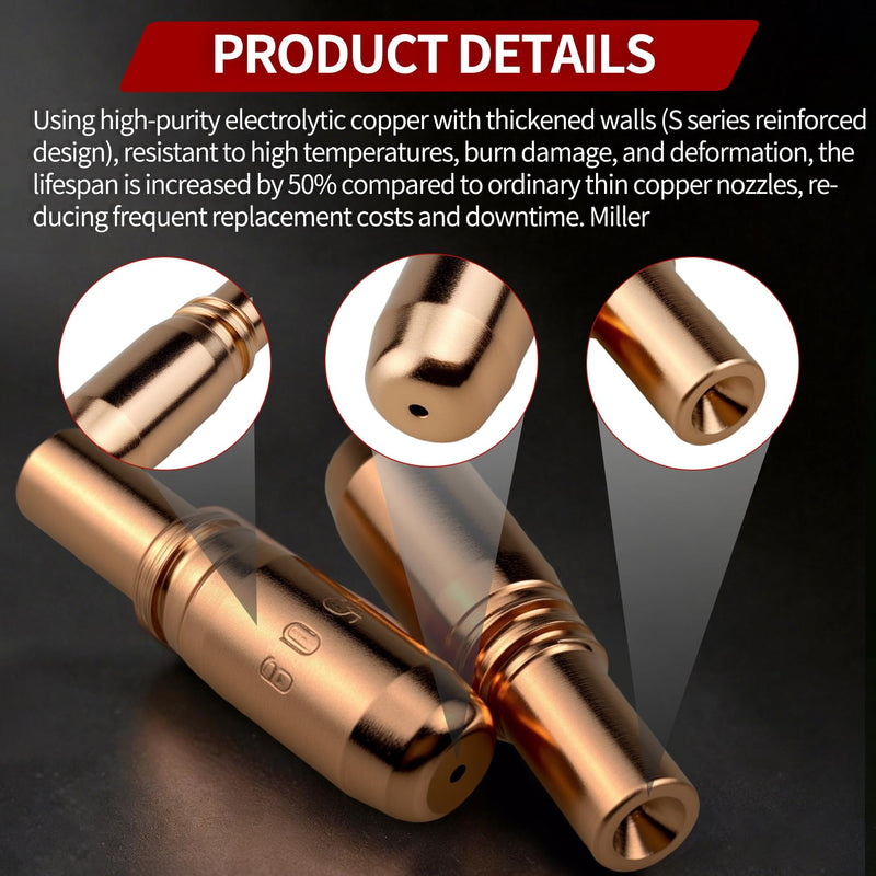 30PK T-A035CH MIG Welding Contact Tips .035"(0.9mm) for Miller, 035 Welding Tips for Bernard Acculock-S T-A035CH Used for Miller MDX-250 Gun D-MA250 Gas Diffuser