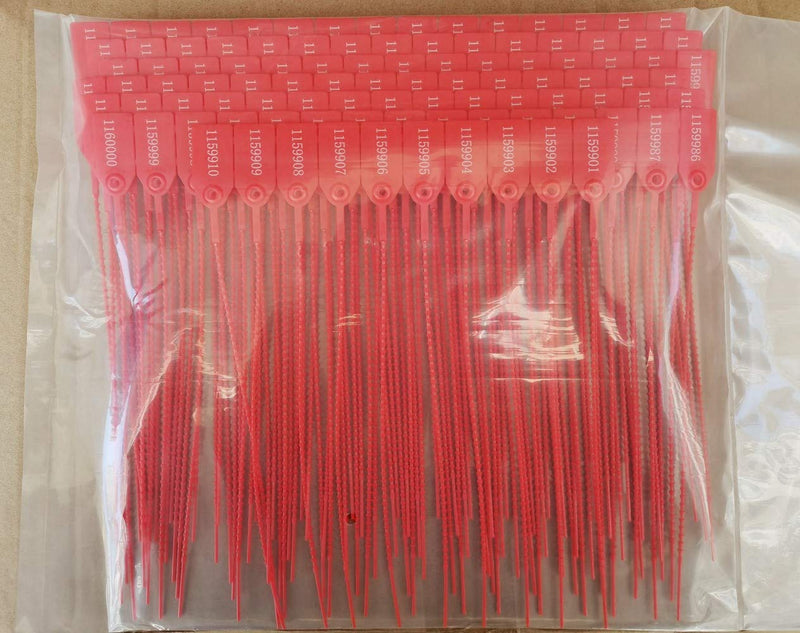 250mm Pull-Tite Security Seal Plastic Seals Signage Numbered(Package of 100) (Red) 100pcs Red