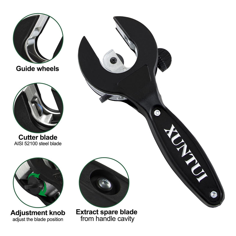 Ratche Tube Cutter Tool for Tight Spaces - One Hand 5/16" to 1-1/8" Copper Aluminum Brass Pipe Cutter w/ EN388 Gloves + 2 Bearing Blades (No Stainless Steel/PVC) XT600618
