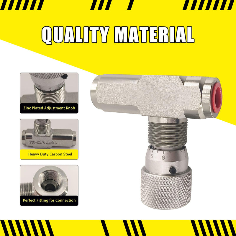 1/2" NPT Straight Flow Control Needle Valve for Hydraulic System, Heavy-Duty Carbon Steel Pressure Connection Fittings with Adjustable Variable Knob 4 inches width x 4 inches length x 2 inches height