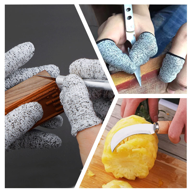 BlingKingdom 10pcs Breathable Cut Resistant Finger Cots Protection Reusable Durable Non Slip Finger Thumb Protector Gloves for Work Kitchen Garden Sculpture Grinding Stained Glass(Grey)