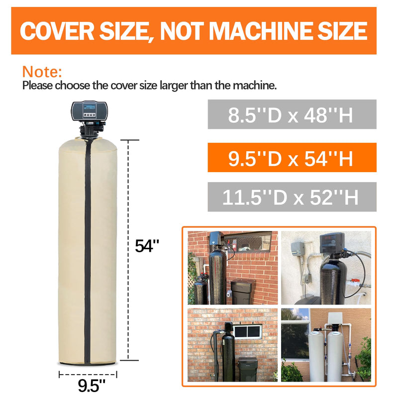 Water Softener Cover Outdoor, 3 Layers Insulation Water Softener Tank Jacket, Heavy Duty Outdoor Insulated Water Softener Tank Cover, 9.5''D x 54''H(COVER SIZE, NOT WATER SOFTENER SIZE)- Beige - NewNest Australia