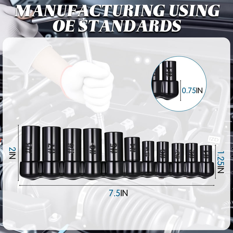 11 Pack 70700 Tap Socket Set Tap Socket Fits All Number and Fractional MCTI Standard Taps Thru 1/2" and 1/8" NPT Taps Small Size 11
