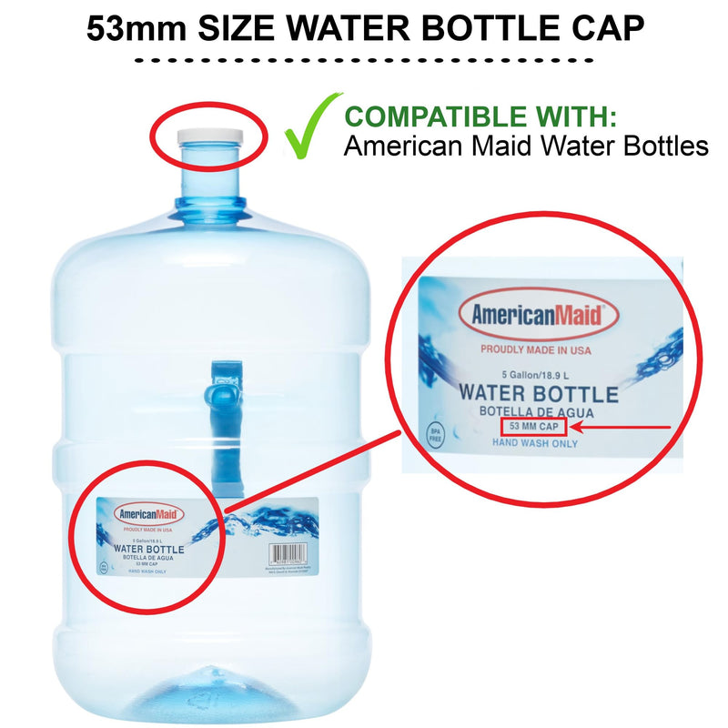 Threaded/Screw-On Caps for 3 and 5 Gallon Water Bottle Jugs (3 pk) (53mm, White)