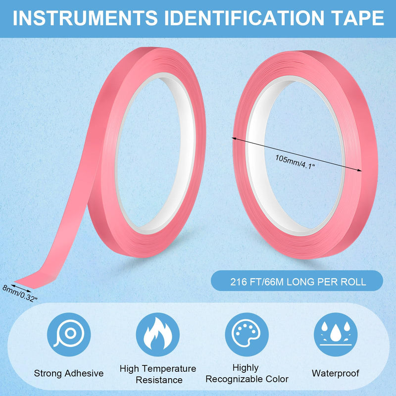 Kosiz Autoclave Tape 216 ft/L x 0.3 Inches/W Instruments Identification Tape Autoclavable 270 Fahrenheit (Pink) Pink