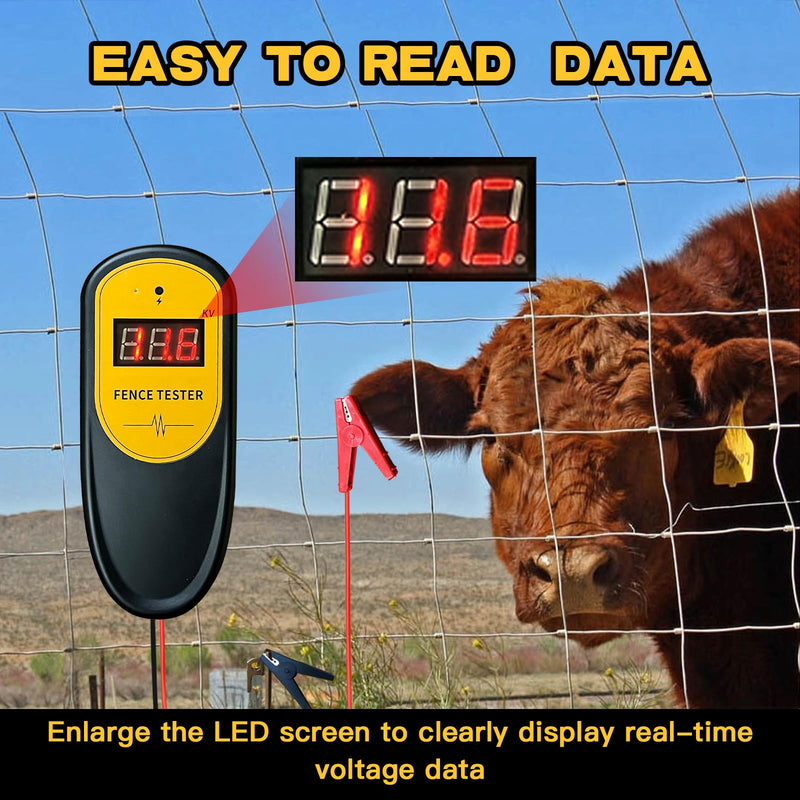 Electric Fence Tester and Fault Finder, 13KV Digital Electric Fence Voltage Tester 500V-13000V Pulse Meter, Quick Repair & Troubleshooting Tool for Farm, Ranch, Horse and Cattle Fences