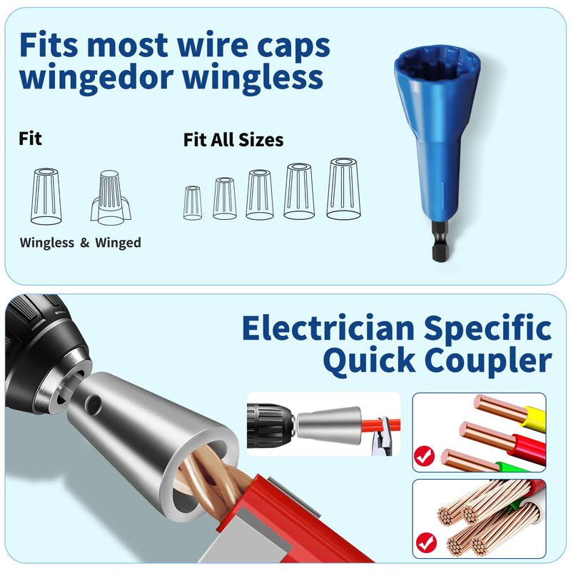 Wire Twister Tool for Drill, 8/10/12/14 AWG Gauge Electric Wire Stripper, Wire Twister Tool for Drill, Wire Stripper Tool for Drill, 2024 Upgrade Improve Work Efficiency 20 Times Black