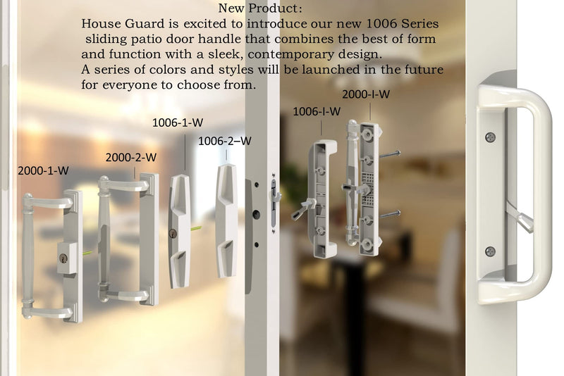 White Patio Door Handle Set with Mortise, Suitable for Replacement Doors Lock 3-15/16”Screw Hole Spacing.Choices That Add a Unique to Your Patio Glass Sliding Door. White