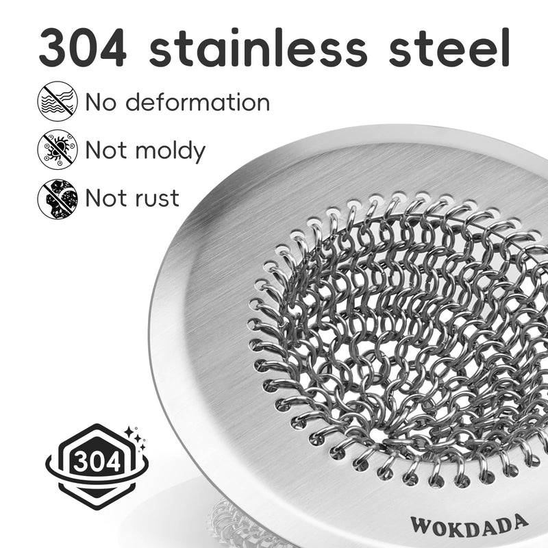 Bathtub Drain Hair Catcher, Wokdada Fast Drainage Shower Drain Hair Catcher, Reversible 304 Stainless Steel Drain Protector for Pop-Up and Regular Drains of Bathroom(Patented Product) Silver-1 Pack