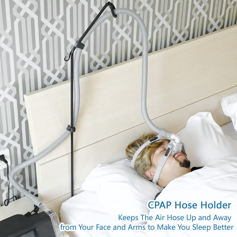LONYEON CPAP Hose Holder - CPAP Hose Hanger for Bed Avoid Tangling and Prevent Blockage,Keeps The Air Hose Up and Away from Your Face and Arms to Make You Sleep Better,Black Triangle Base-Height Fixed