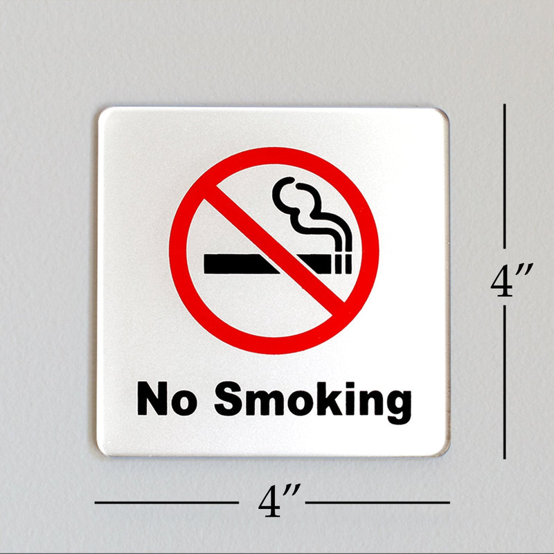 (2 Pack) No Smoking Sign 4x4'' (Acrylic-Classic) with 3M Self Adhesive; Rust Free; For Car, Business, Indoor, or Outdoor Use 2