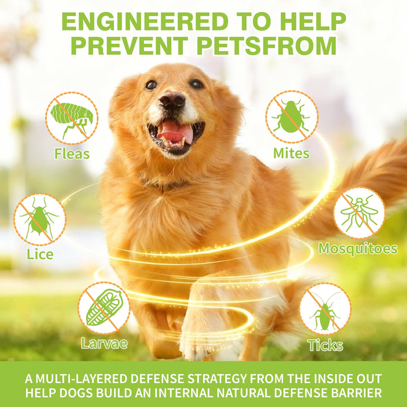 Natural Flea and Tick Prevention Liquid Drops for Dogs-Supports Skin & Coat Health – 60ml (2 FL OZ) –for All Breeds & Sizes