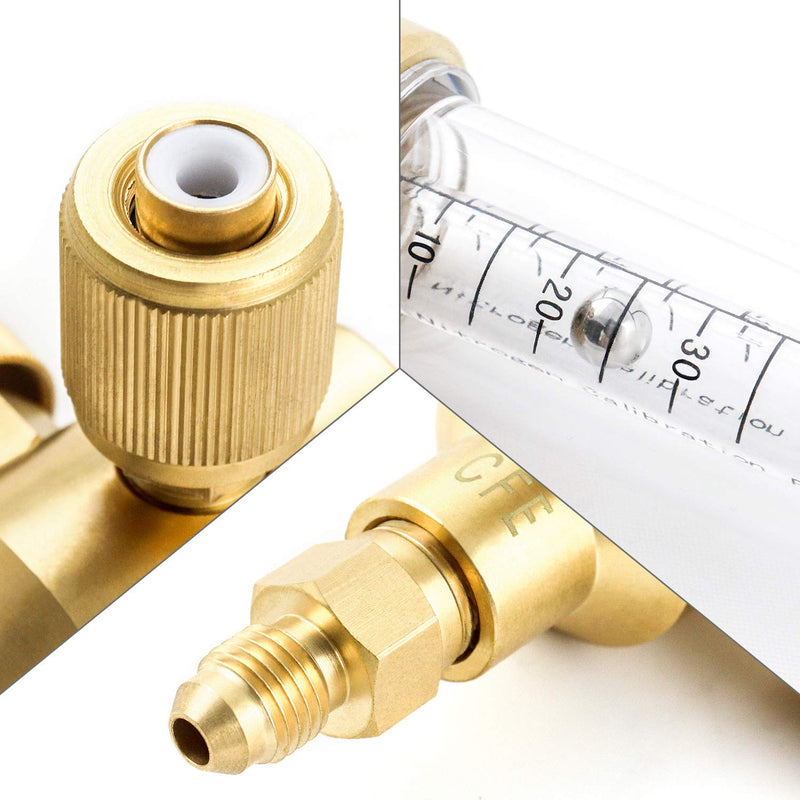QWORK 1/4” Flare Inlet and Outlet Connection Nitrogen Flow Indicator