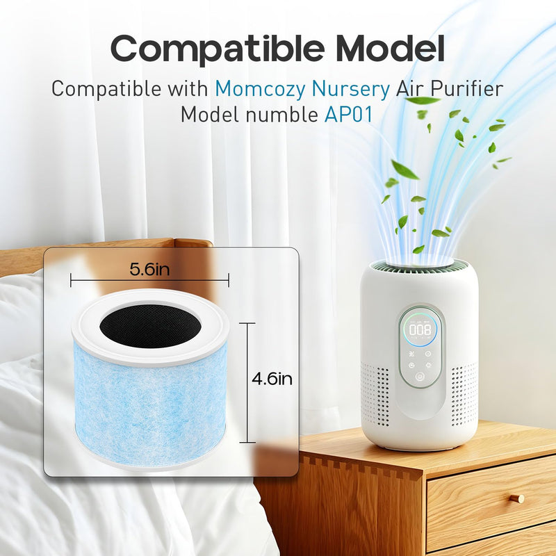 4-in-1 Air Filter Compatible with Momcozy Nursery Air Purifier, 2 Pack