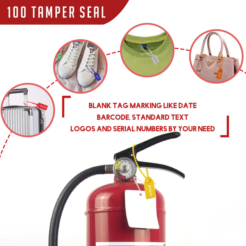 100 Pcs Fire Extinguisher Tags,Security Retail Anti-Theft Self-Locking Shoe Tag,Anti-Tamper Disposable Plastic Seals 250mm Length (Green) Green