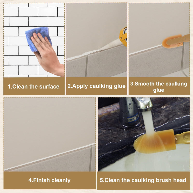 8pcs Rubber Caulking Tool, Reusable Sealant Spatula Spreader 4 Sizes Silicone Caulk Finishing Set Tool Multifunctional Caulking Remover/Smoothing Tool Applicator for Tiles Brick Kitchen Bathroom
