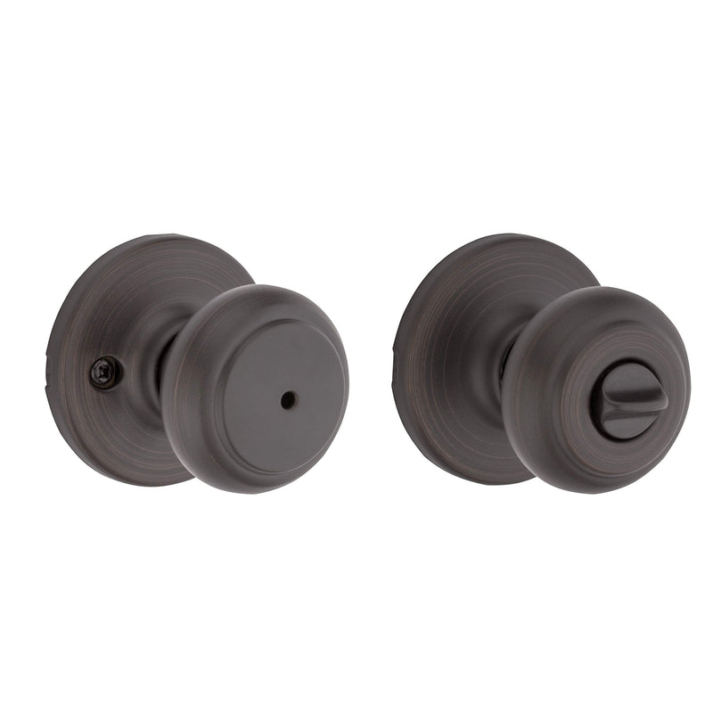 Kwikset Cove Interior Privacy Door Knob with Lock, Door Handle For Bathroom and Bedroom, Venetian Bronze Keyless Turn Lock Doorknob 1 Pack