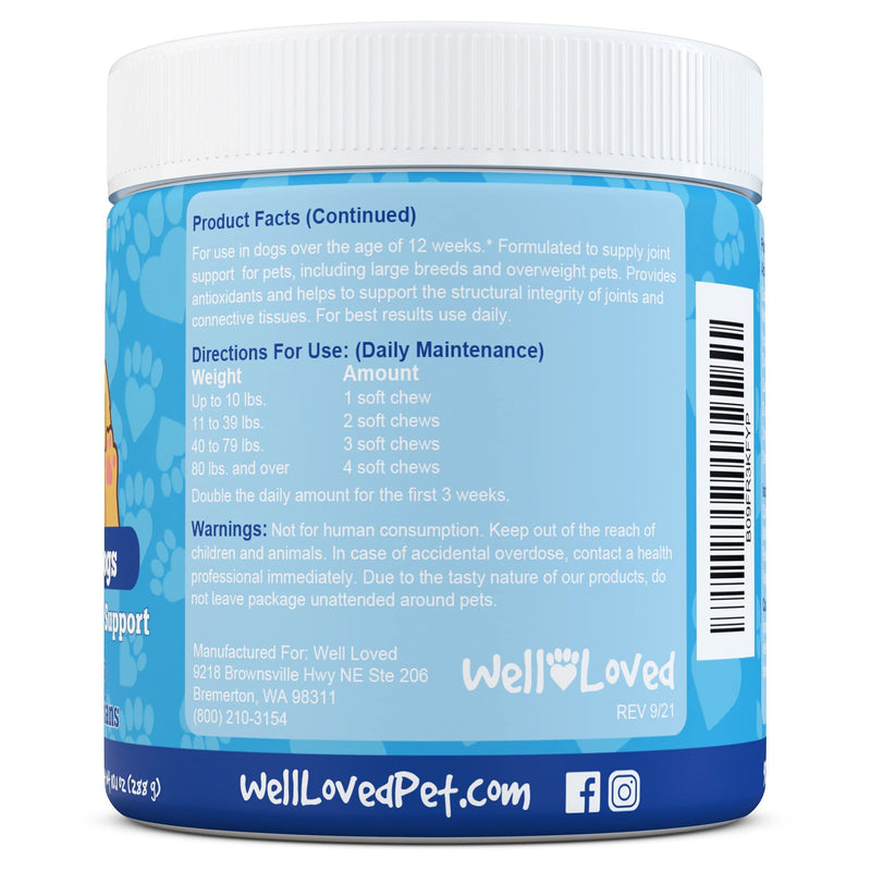 Probiotics for Dogs and Joint Supplement for Dogs, Well Loved Dog Chews, Made in USA, Vet Developed, Dog Probiotic Chews, Glucosamine for Dogs - PawsPlanet Australia