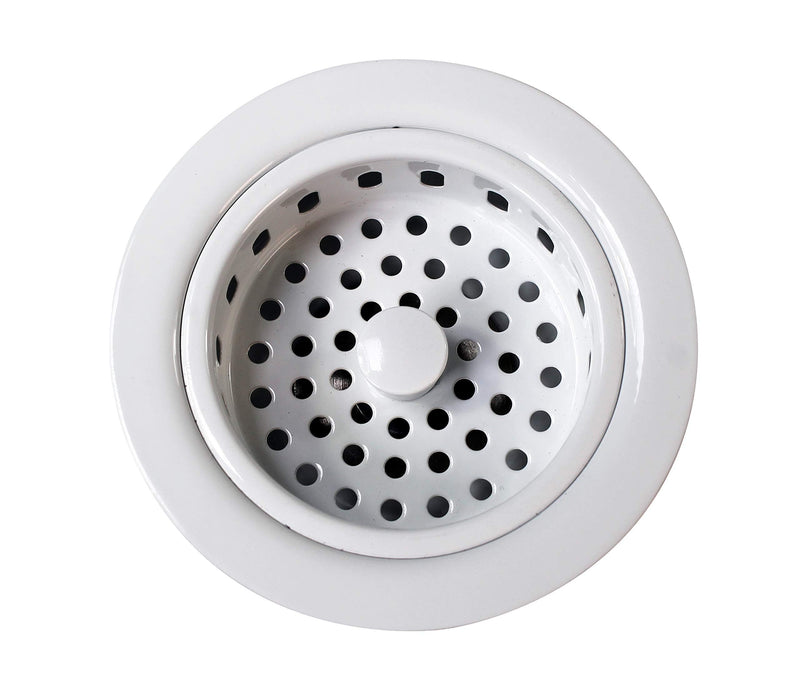 Westbrass CO2165S-50 COMBO PACK 3-1/2" Post Style Large Kitchen Sink Basket Strainer and Waste Disposal Drain Flange with Basket Strainer, Powder Coat White
