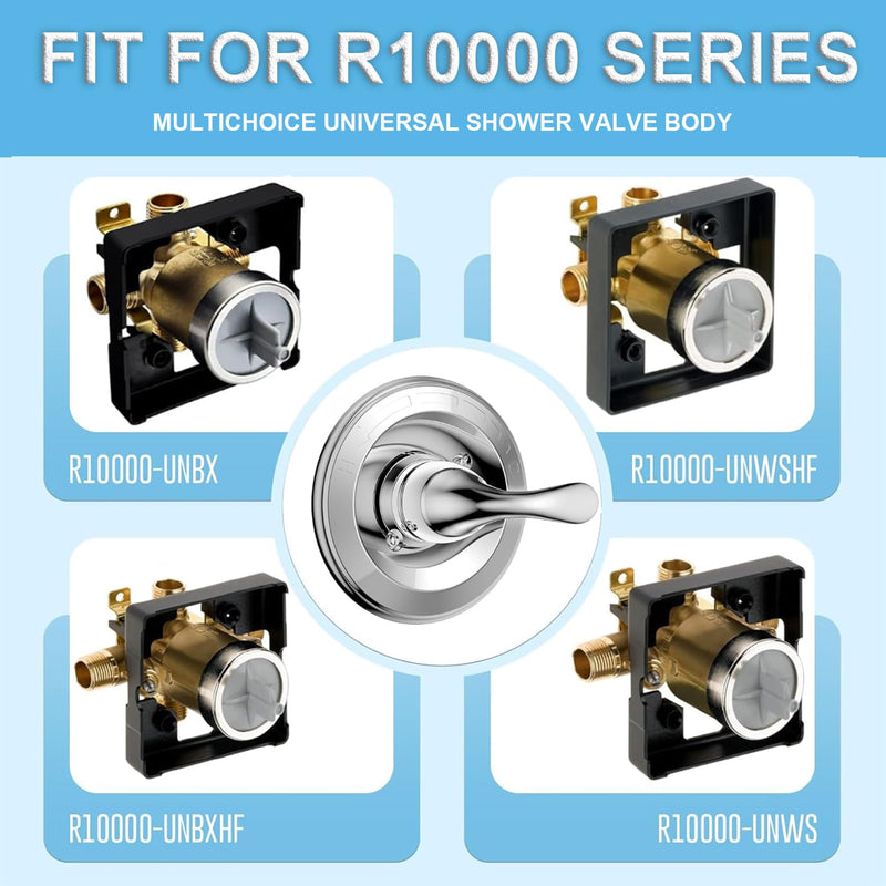 T13020-BL Shower Handle Trim Kit Compatible with Del ta R10000 Series Valve, Replacement Part for Del ta Classic 13 14 Series Single-Function Chrome Shower Trim Kit, Cartridge Not Included