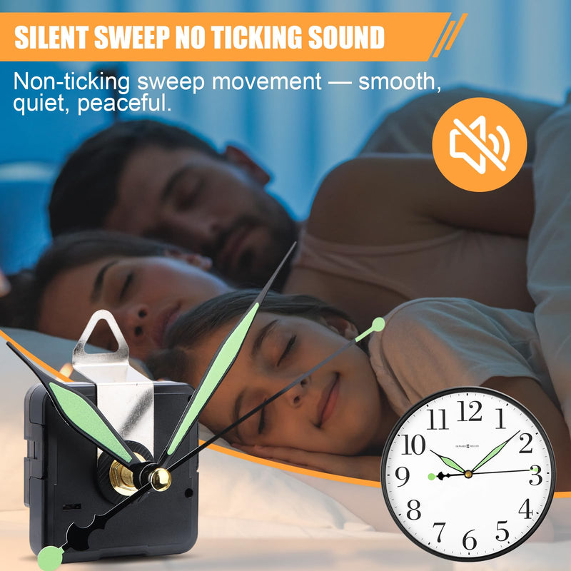 16 Pack Quartz Clock Movement Mechanism Kit, Silent Sweep Non-Ticking, 20mm Total Shaft (11mm Thread) Fits 3–6mm Dials, 16 Hand Styles, Hanging Hooks & Traceless Nails, DIY Wall Clock Repair 16-pack