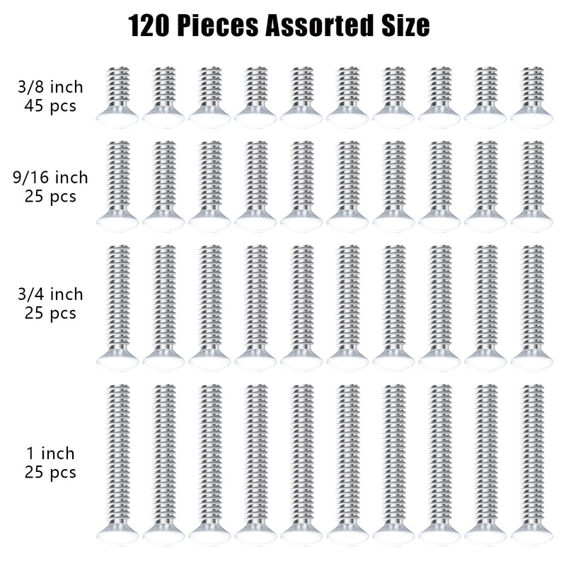 120pcs Wall Plate Screws, 4 Length Sizes 6-32 Thread Wall Panel Socket Screws Outlet Cover Screws Light Switch Cover Screw Replacement Electrical Screw for Wall Plate (White)