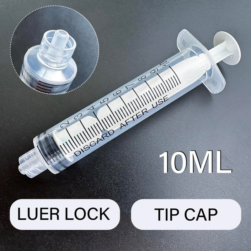 10mL Luer Lock Syringe 4 Pack Large Plastic Sterile Syringes without Needle, for Liquid, Oral, Measurement, Dispensing, with Cap 10ml 4.0