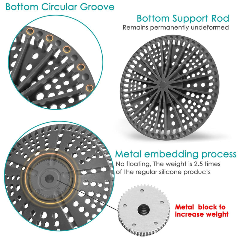 Shower Drain Hair Catcher, 2 Pack 5.5in Shower Hair Catcher Large Premium Silicone Drain Protector Strainer, Shower Drain Cover for Shower Room, Floor Drain, Bathroom Sink, Dark Grey 5.5 x 5.5 x 0.2 in
