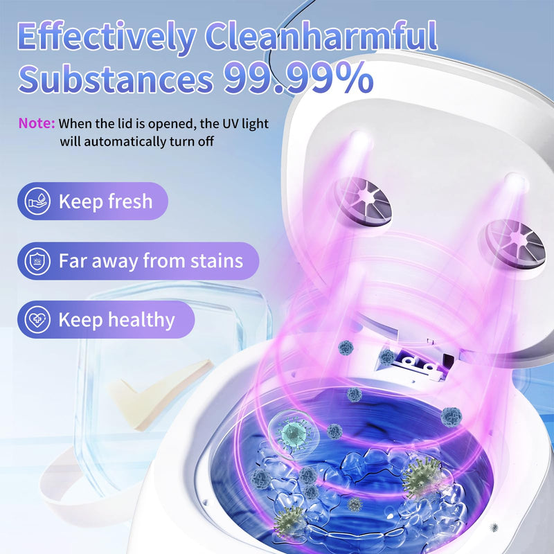 2026 New Ultrasonic Retainer Cleaner Machine,45khz Dental Cleaning Pod for Denture,Aligners,Mouth Guards,Night Guards,Jewelry,Toothbrush, 200ml Dental Cleaning Pod,3 Modes for Multiple Dental