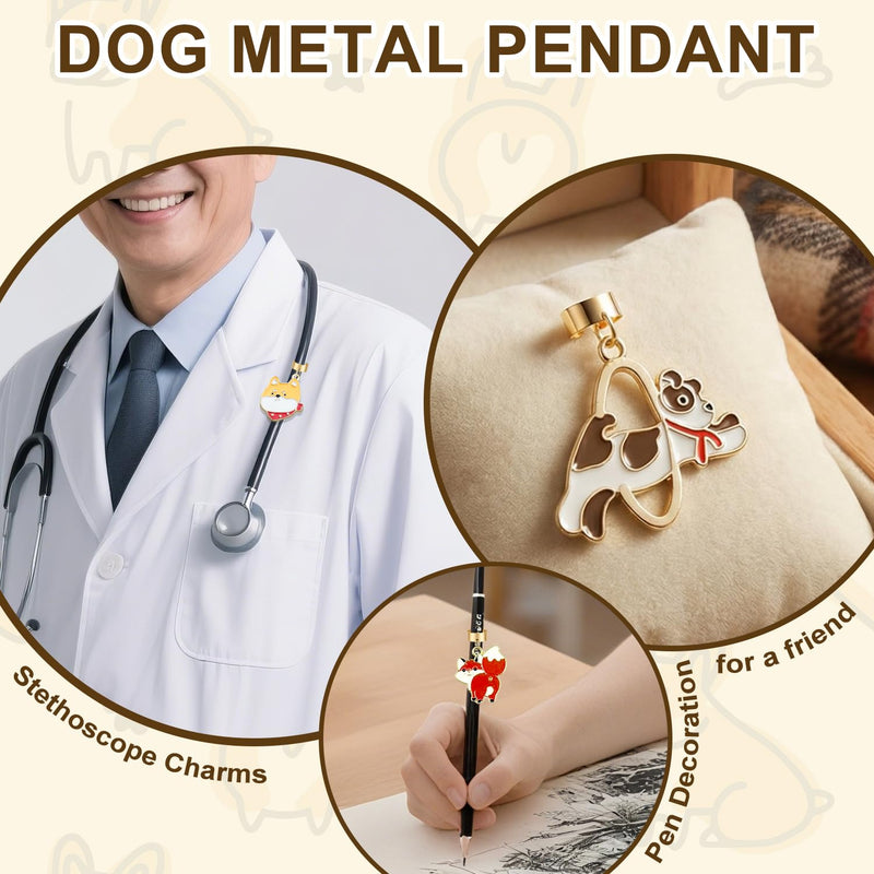 15pcs Dog Stethoscope Charms for Nurses, Cute Puppy Alloy & Enamel Stethoscope Pendant Accessories for Pediatric & Hospital Medical Staff