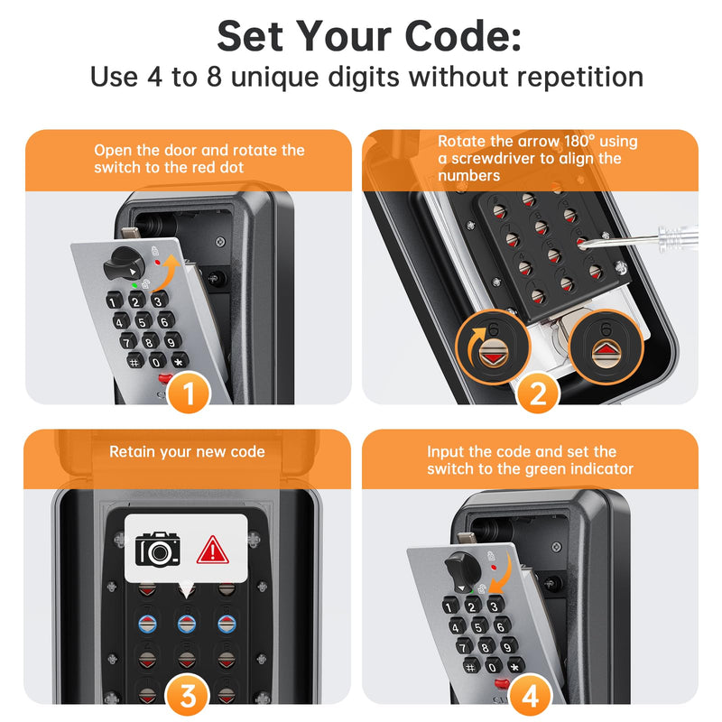 Key Lock Box,Customizable 12-Digit Combination,LockBox for Keys with Resttable Code,Large Capacity & Weatherproof Outside,hide a key Outdoor,Spare Key Wall Safe Storage for Home,Office,Garage Large MG8109