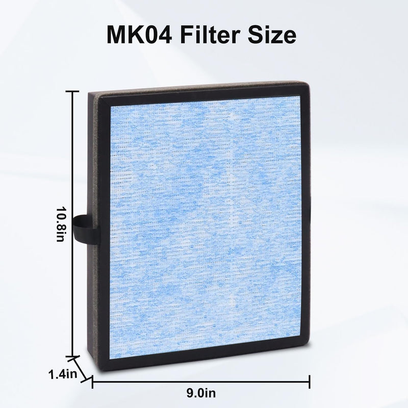 MK04 Air Filter Replacement Compatible With Aroeve MK04 MG04-JH Air Filter Replacement For Pet Dander,4 Pack Replacement Filter For Bedroom And Office, Compared to Part #MK04LX 4 Count(Pack of 1)