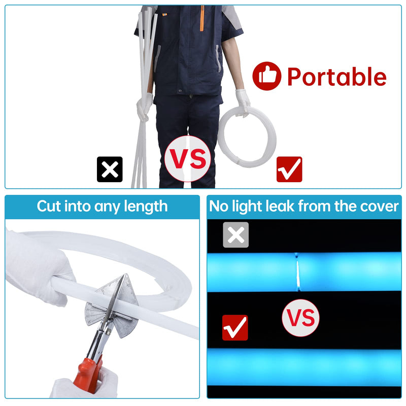 Muzata 3PACK 33FT/10M Continuous Milky White LED Cover Tape Light Seamless Plastic for U1SW U Shape Anti-UV Channel LC03 WW (ONLY Cover No Aluminum LED Channel Included) 15mm*4mm Milky White-Continuous
