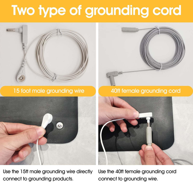 Copper Grounding Rod with 40ft Female Ground Cord, Portable Ground Rod Kit,Great for Grounded Earth Connected Products, Easy to Use with Grounding Mat, Grounding Sheet, Pillowcase, Blankets(1 Pack) Pure Copper Grounding Rod(1 Pack)