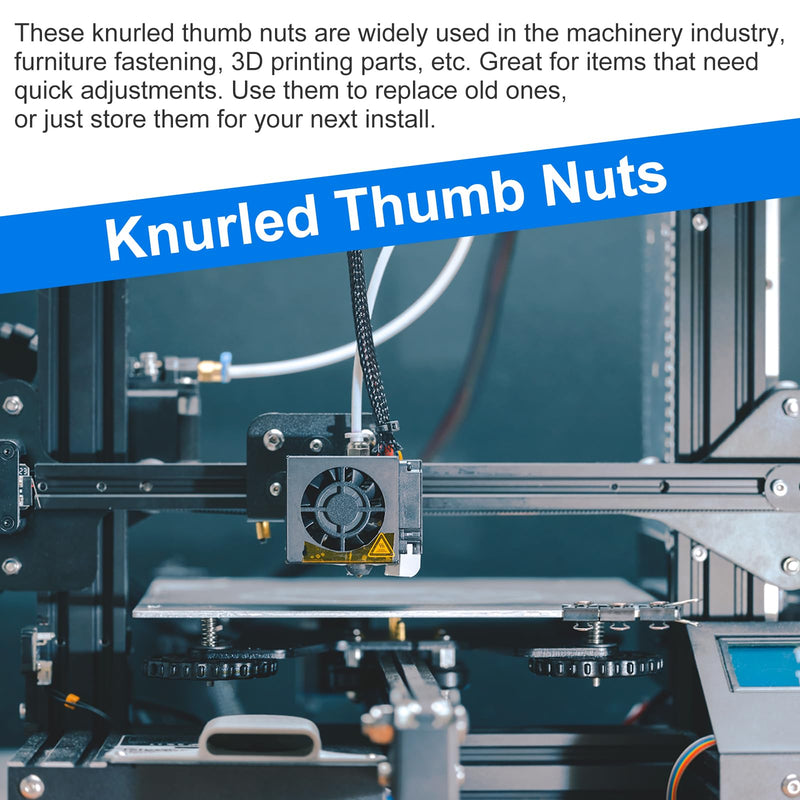 uxcell Knurled Thumb Nuts, 30Pcs M4 x 12 x 8mm Carbon Steel Knurled Nut, Adjusting Round Knobs Fasteners Nuts for 3D Printer Parts, Black 30