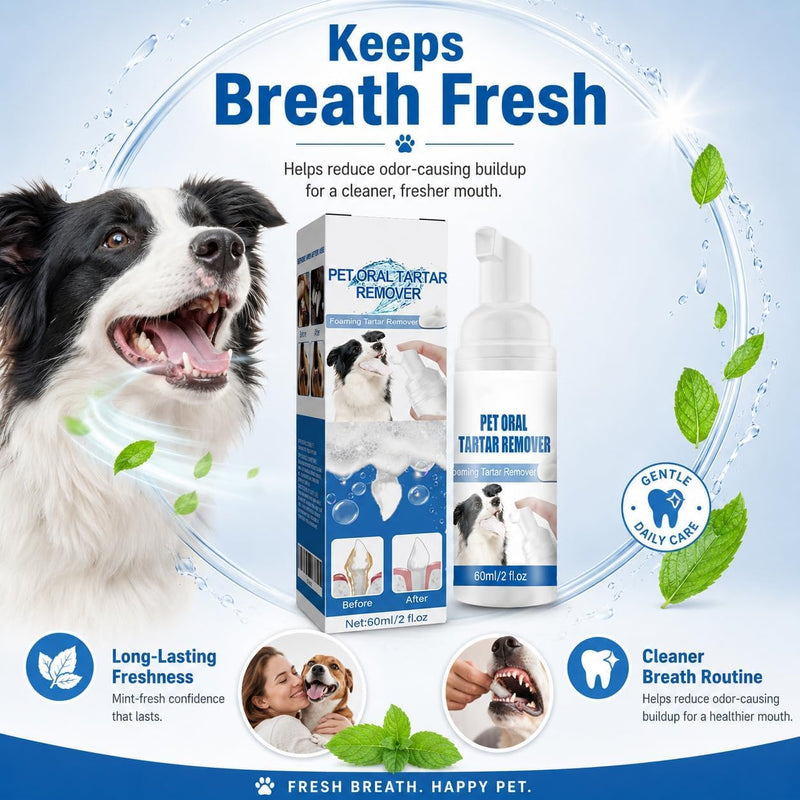 Pet Oral Tartar Remover, Pet Dental Foaming Care Spray, Oral Spray for Dogs Teeth Cleaning, Breath Freshener,Support Healthy Gums, No Brushing Needed Pet Dental Care Spray (2pcs)