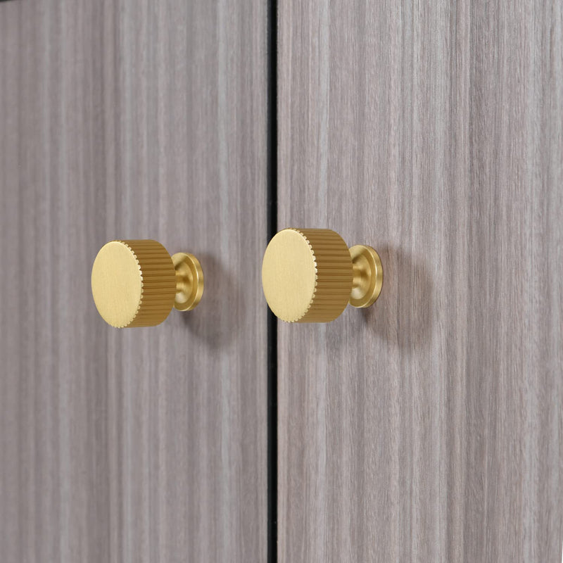 Brushed Gold Kitchen Cabinet Knob - Solid Brass Dresser Drawer Knob 6 Pack, Brass Handles for Bathroom Bedroom Closet Wardrobe,Furniture Hardware pulls Brushed Brass