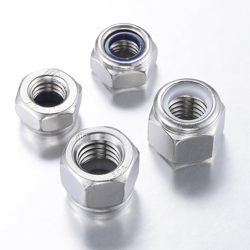 Wensilon(50pcs) M8 Self Clinching Nuts 304 Stainless Steel Self-Lock Nylon Inserted Hex Lock Nuts 50