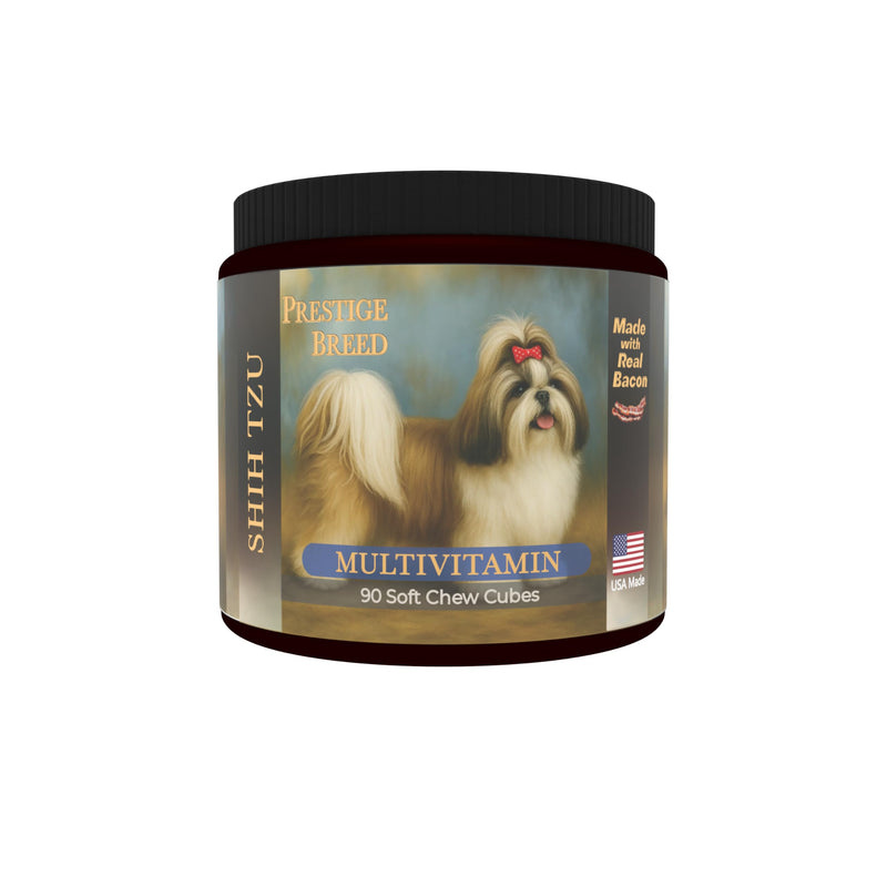 Multivitamins, Balanced Nutrition for Your Shih Tzu, 90 Count, Made in the USA with Real Bacon